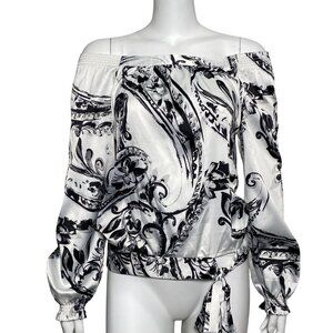 White House Black Market WHBM Off the Shoulder Shirt Womens Size XS Long Sleeve